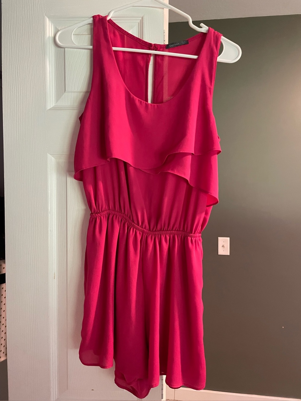Soprano Fuchsia Layered Sleeveless Romper